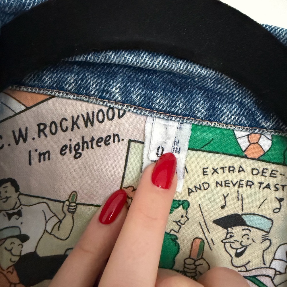 Vintage Et Vous Blue Denim Jacket, cartoon pattern - Picture 5 of 8